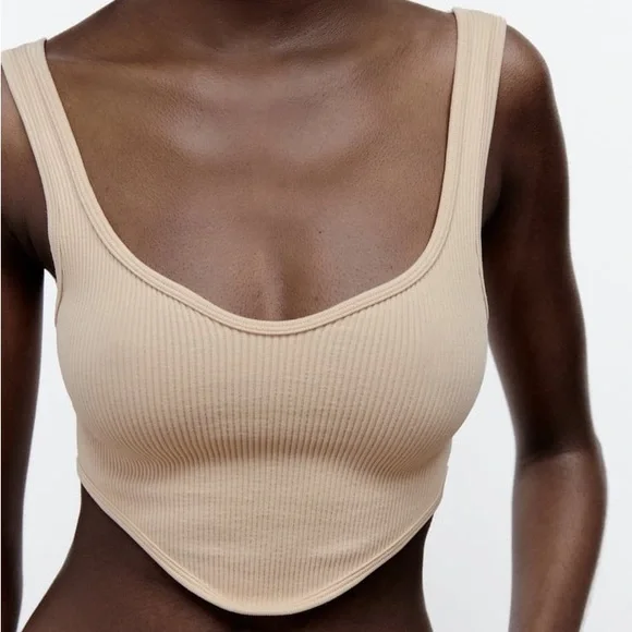 Zara Beige Pink Seamless Corset Top - Picture 11 of 16